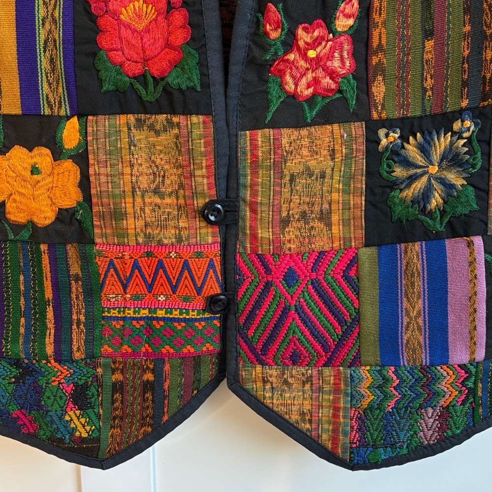 Colorful Handcrafted Patchwork Vest With Floral E… - image 7